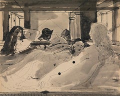 Les Captives von Paul Delvaux – Akte, Arbeit auf Papier, Tinte