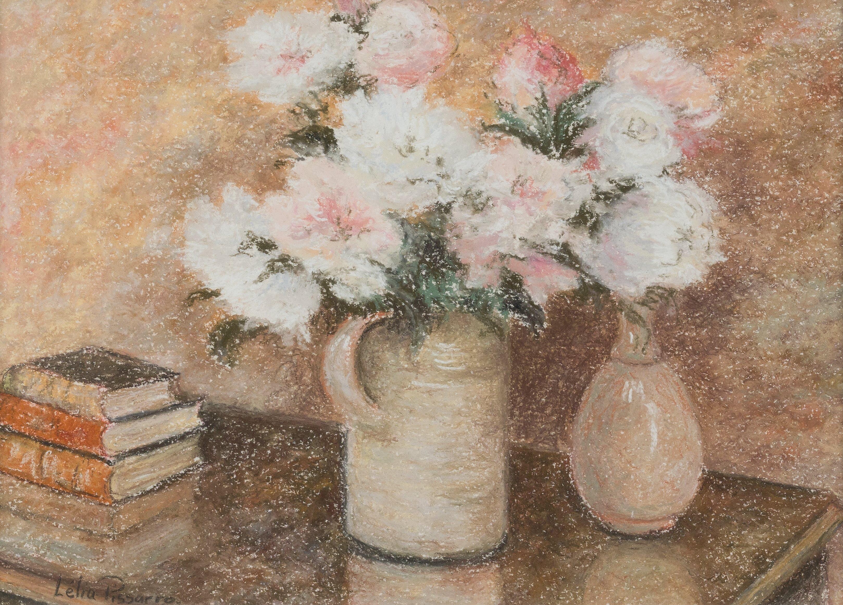 Still-Life Lelia Pissarro - Le Bouquet de Ghassan par Lélia Pissarro - Pastel sur papier, Bouquet de fleurs