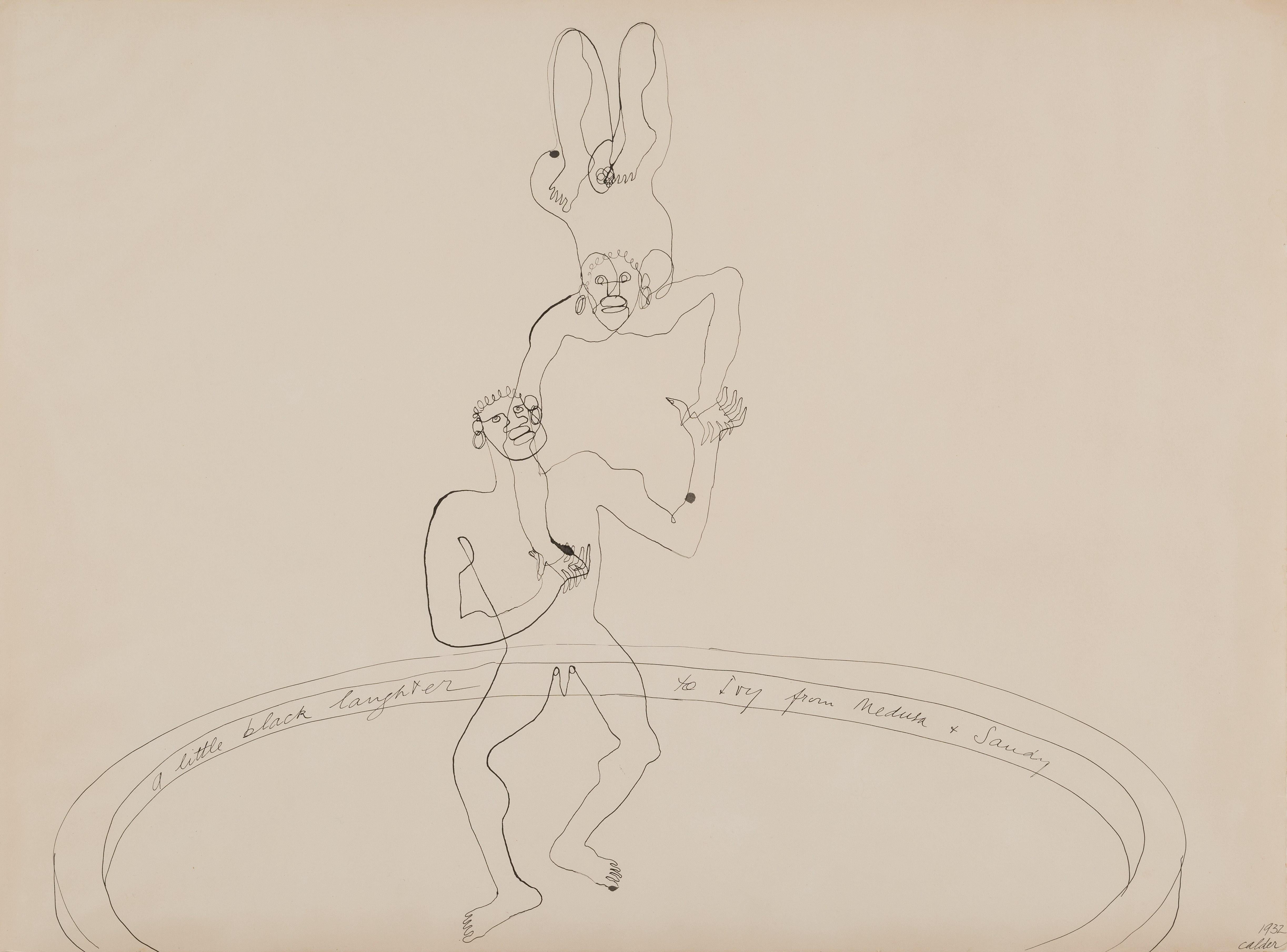 *PLEASE NOTE UK BUYERS WILL ONLY PAY 5% VAT ON THIS PURCHASE. Once an order is placed we will arrange the VAT of 20% to be reduced to 5%

The acrobats by Alexander Calder (1898-1976)
Ink on paper
57.1 x 77.5 cm (22 ¹/₂ x 30 ¹/₂ inches)
Signed and