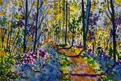 The Queen's Forest by Lélia Pissarro - Tempera on paper, Landscape, Framed