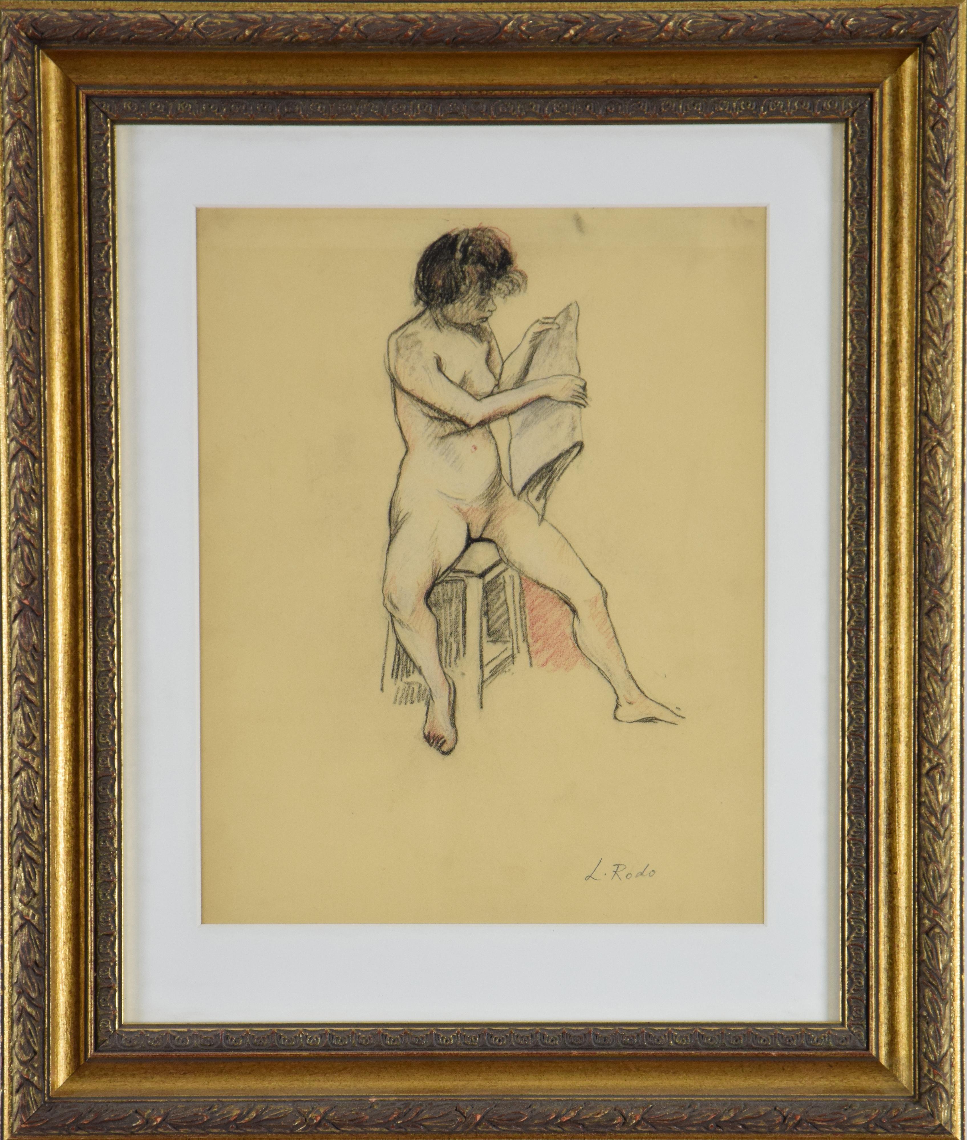 Nude Reading by LUDOVIC-RODO PISSARRO -Figurative work on paper, School of Paris - Post-Impressionist Art by Ludovic-Rodo Pissarro