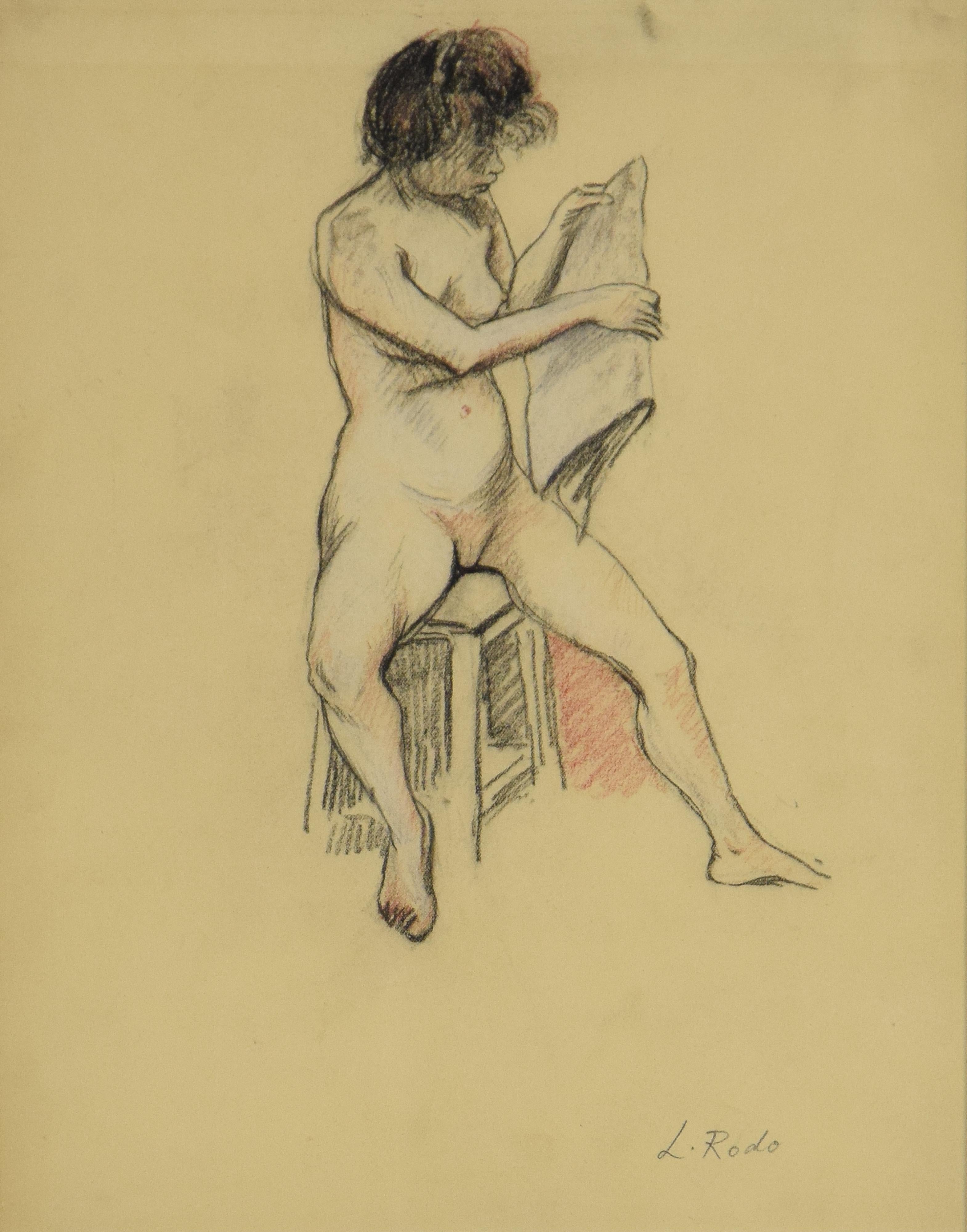 Lese Akt von LUDOVIC-RODO PISSARRO -Figuratives Werk auf Papier, Schule von Paris