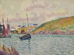 Au Port by LUDOVIC-RODO PISSARRO - Post impressionist watercolour of port scene