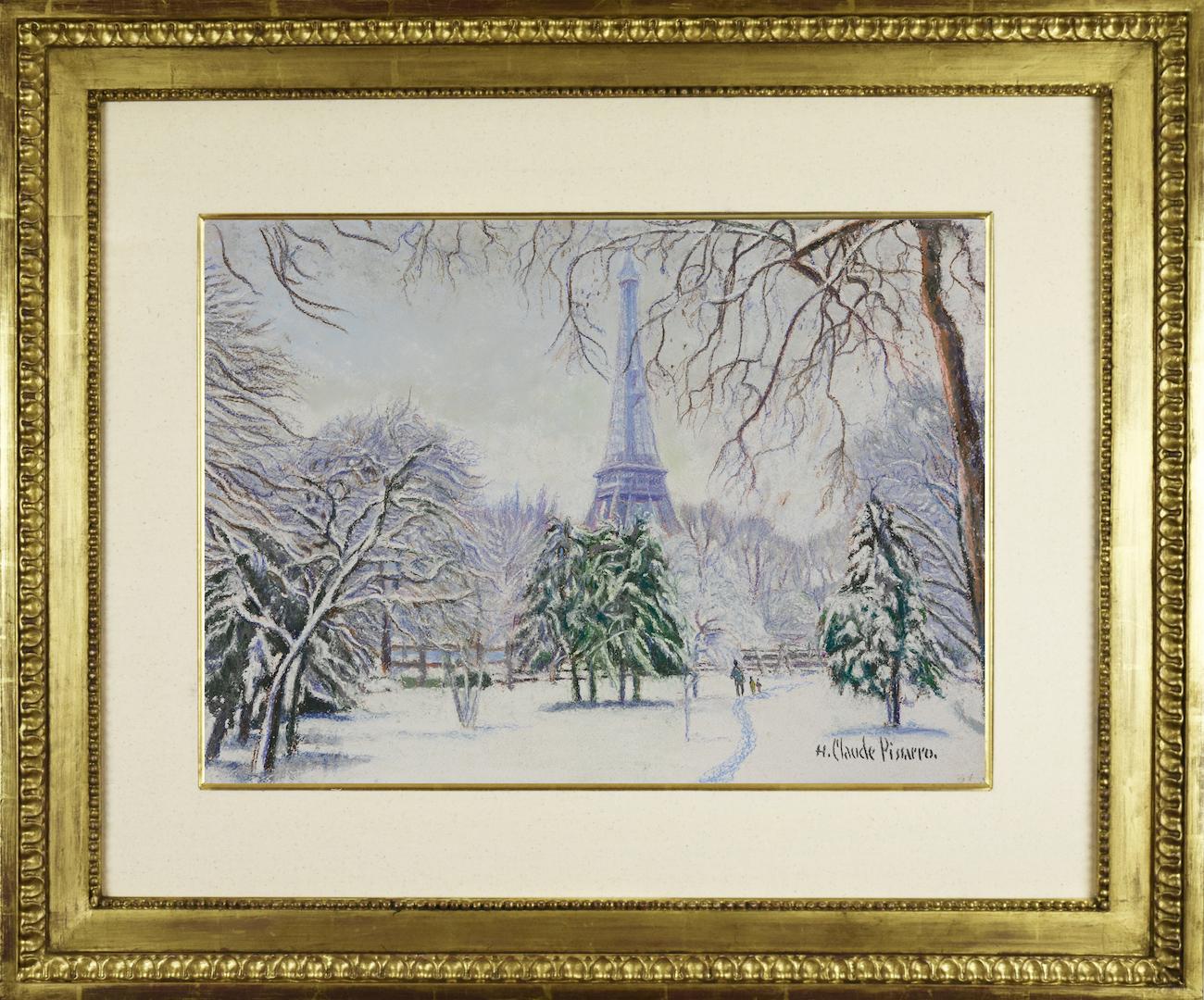Neige Paris par H. Claude Pissarro - Scène de neige de Paris - Post-impressionnisme Art par Hughes Claude Pissarro