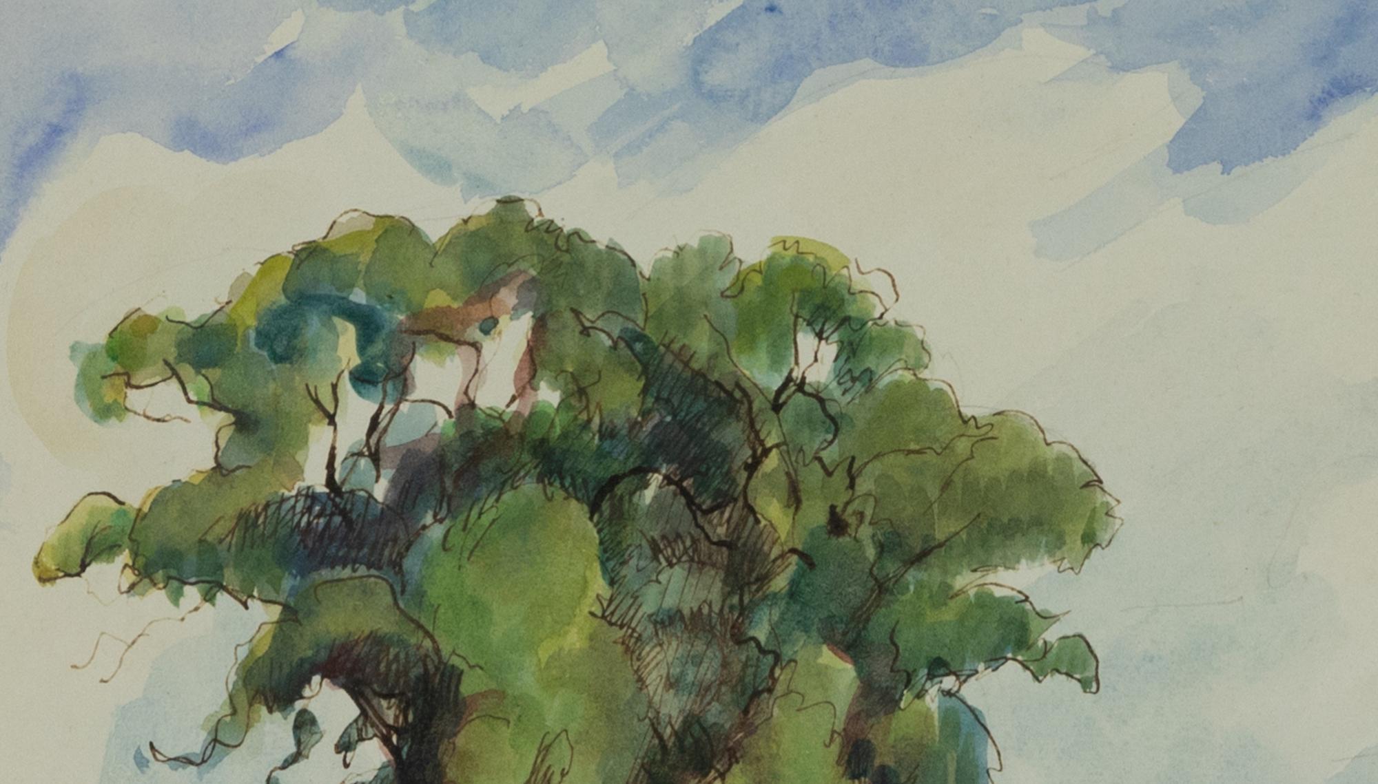 Paysage à Chippenfield by Ludovic-Rodo Pissarro - Landscape watercolour For Sale 2