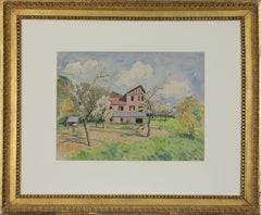 La Maison Rose, Les Andelys by Ludovic-Rodo Pissarro - Landscape, watercolour