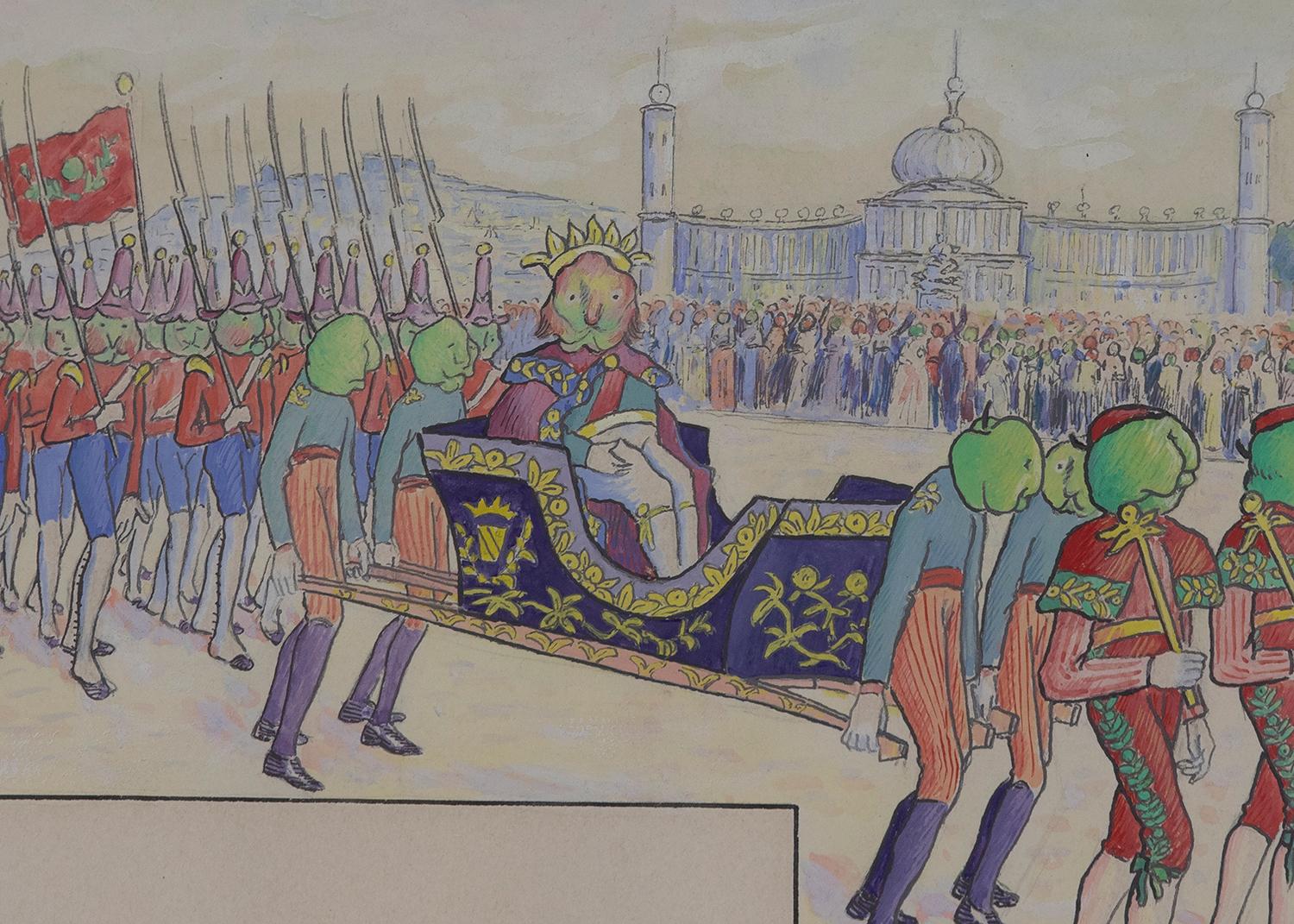 Le Défilé Royal (Illustration pour Voyage au Pays des Pommes) par Lucien Pissarro en vente 2