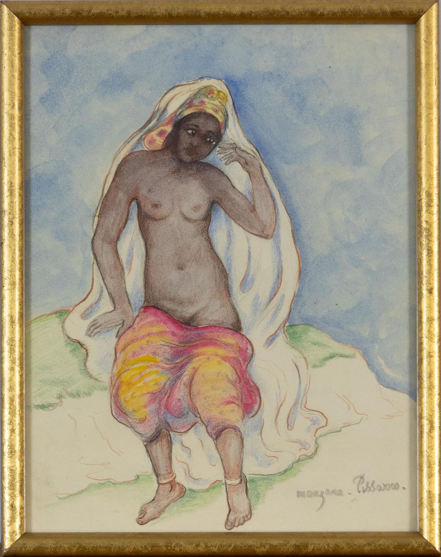 Moroccan Dancer by Georges Manzana Pissarro - Nude drawing - Art by Georges Henri Manzana Pissarro