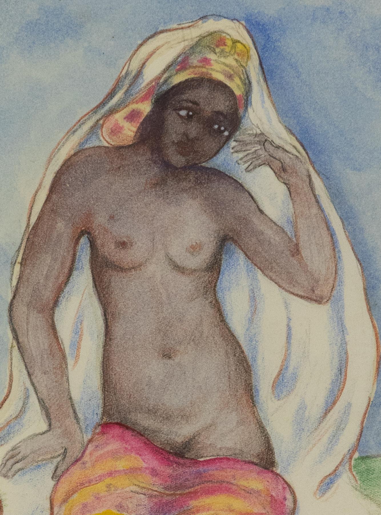 Moroccan Dancer by Georges Manzana Pissarro - Nude drawing - Post-Impressionist Art by Georges Henri Manzana Pissarro