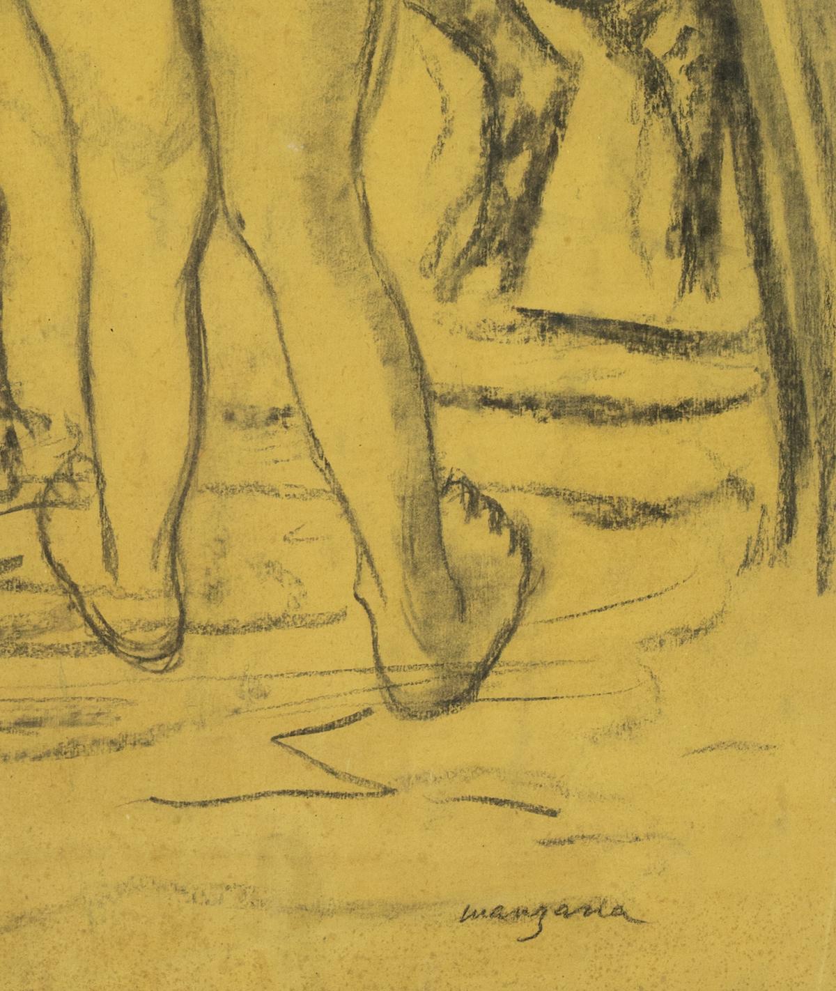 Jeune Femme de Dos au Zèbre von Georges Manzana Pissarro - Nackte Zeichnung (Braun), Animal Art, von Georges Henri Manzana Pissarro
