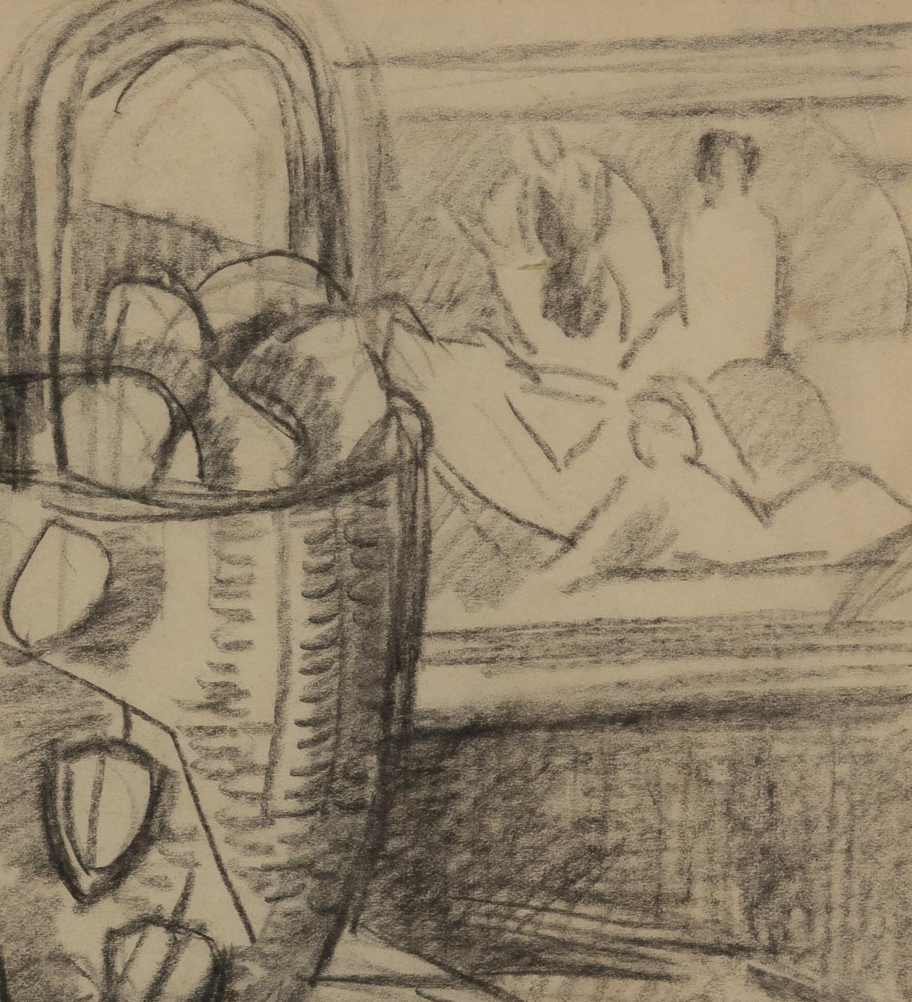 Stillleben von Ludovic-Rodo Pissarro – Holzkohle auf Papier im Angebot 2