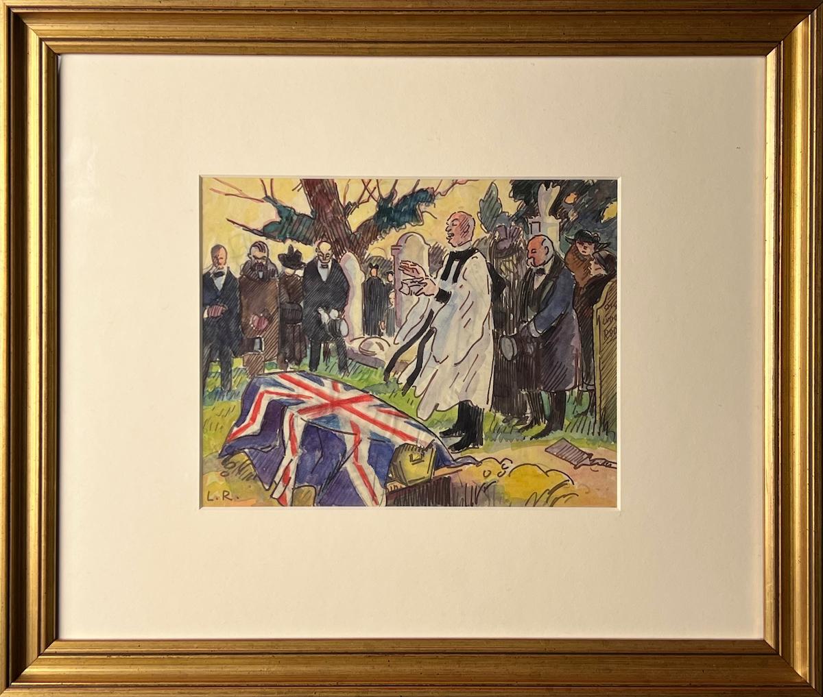 *UK BUYERS WILL PAY AN ADDITIONAL 20% VAT ON TOP OF THE ABOVE PRICE

Funeral by Ludovic-Rodo Pissarro (1878-1952)
Watercolour and ink on paper
17.6 x 21.2 cm (6 ⁷/₈ x 8 ³/₈ inches)
Signed with the Artist’s initials lower left, L.R.
Created circa
