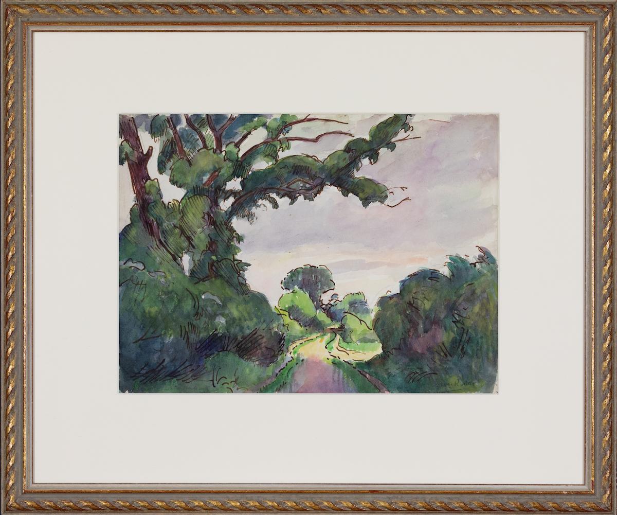 Grand Arbre dans la Sente di Ludovic-Rodo Pissarro - Acquerello in vendita 1