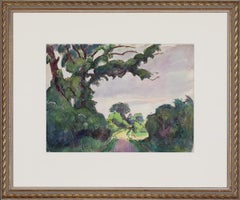 Grand Arbre dans la Sente di Ludovic-Rodo Pissarro - Acquerello