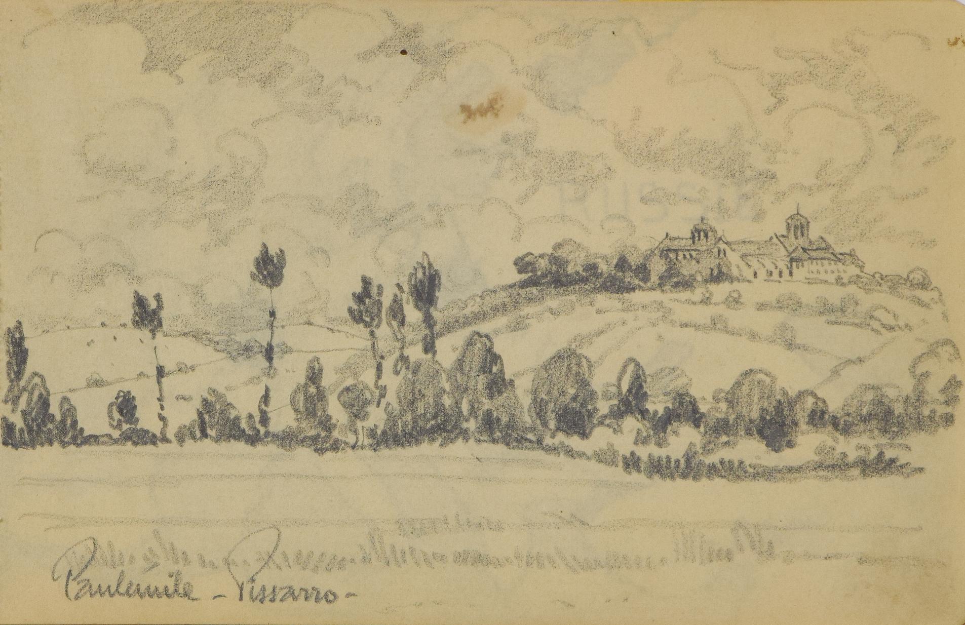 Paul Emile Pissarro Landscape Art - Paysage by Paulémile Pissarro - Landscape drawing