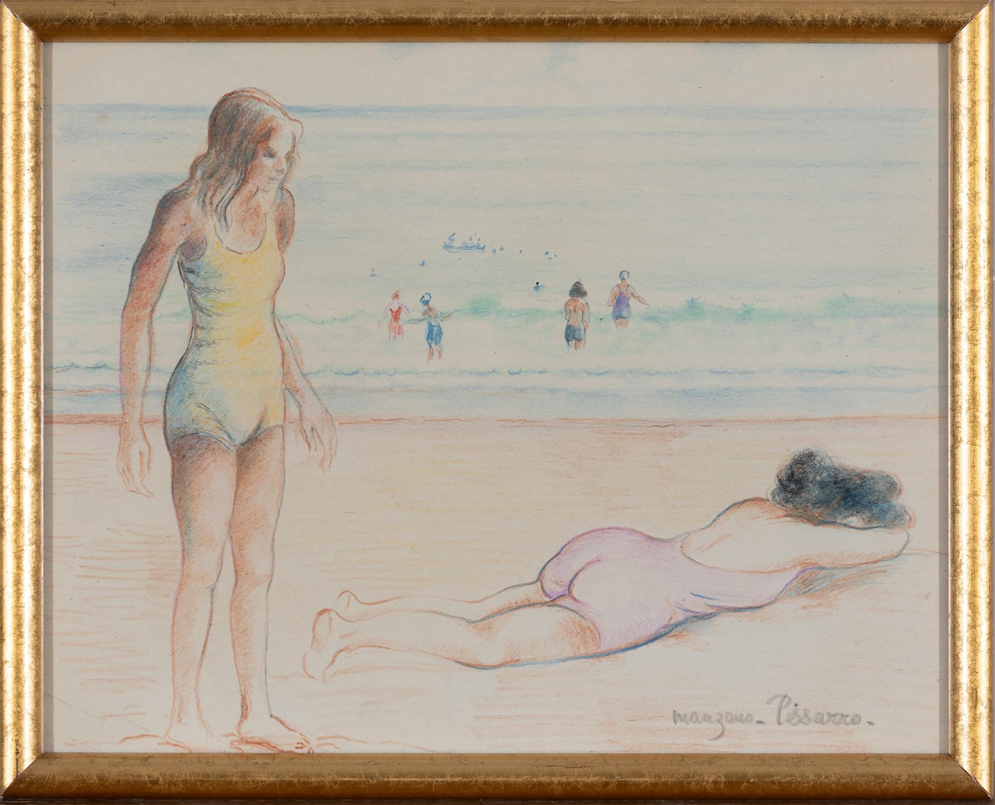 *UK BUYERS WILL PAY AN ADDITIONAL 20% VAT ON TOP OF THE ABOVE PRICE

Two Figures by the Sea by Georges Manzana Pissarro (1871 - 1961)
Colour crayon and pencil on paper
20.3 x 26 cm (8 x 10 ¼ inches)
Signed lower right, Manzana Pissarro

Executed in