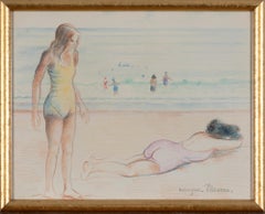Two Figures by the Sea, Work on paper by Georges Manzana Pissarro