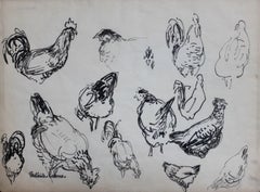 Etude de Poules by Paulémile Pissarro - Ink on paper