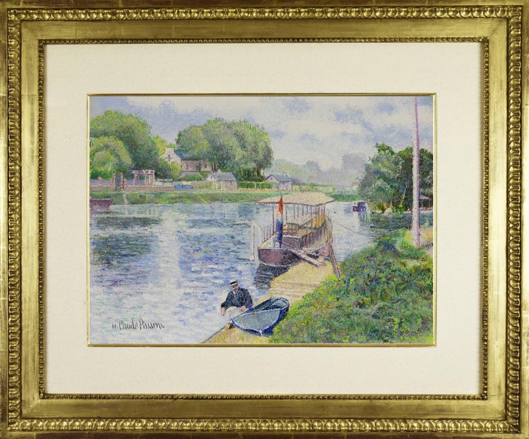La Marne à Lagny (Quai de la Gourdine) by H. Claude Pissarro - River scene - Art by Hughes Claude Pissarro