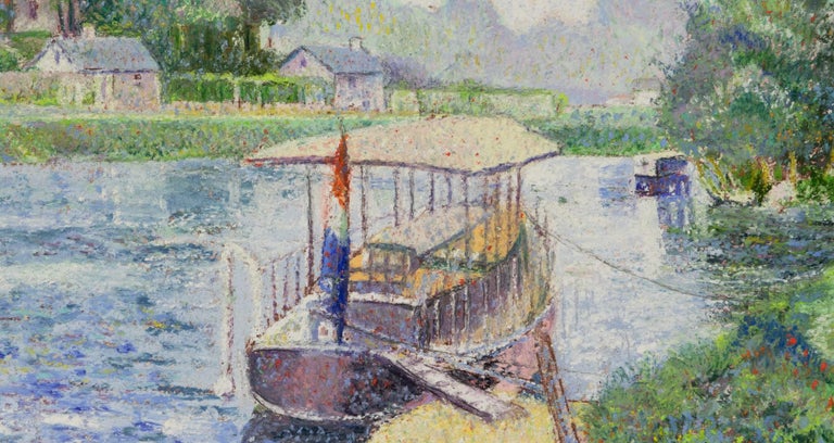 La Marne à Lagny (Quai de la Gourdine) by H. Claude Pissarro - River scene - Post-Impressionist Art by Hughes Claude Pissarro