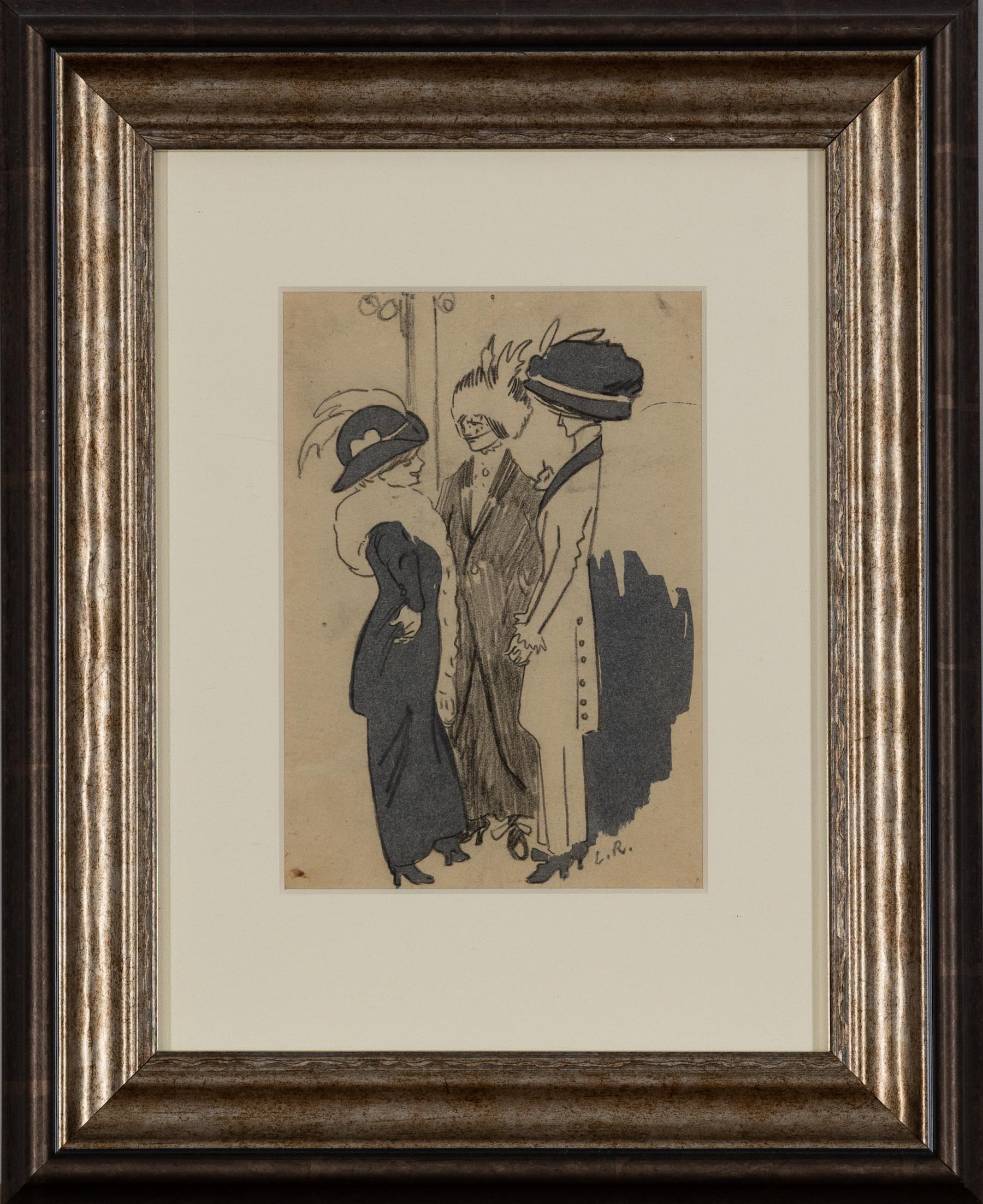 Les Élégantes by Ludovic-Rodo Pissarro - Watercolour For Sale 1