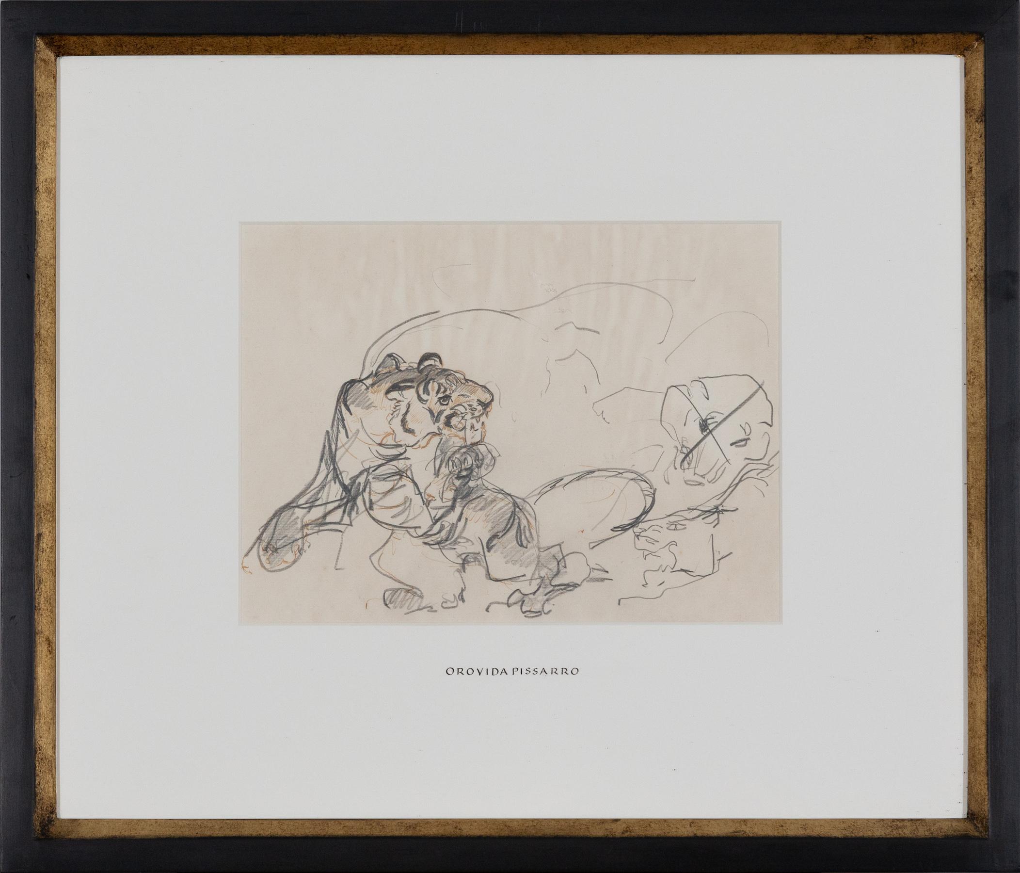 Pouncing Tiger by Orovida Pissarro - Animal drawing 1