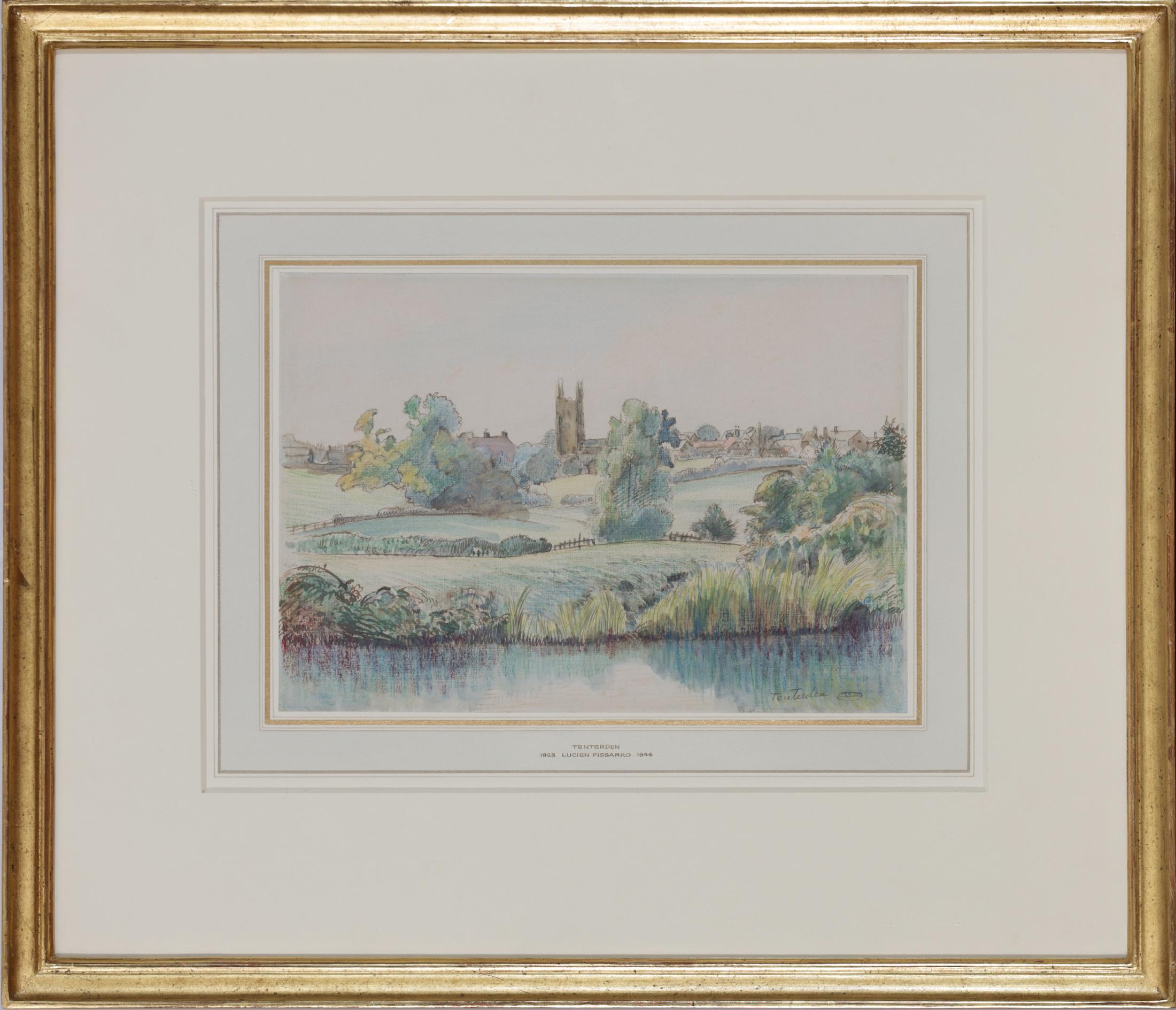 Tenterden by Lucien Pissarro (1863-1944)
Watercolour, ink, pen and coloured crayon
16.5 x 24 cm (6 ¹/₂ x 9 ¹/₂ inches)
Signed with monogram and titled lower right

Provenance: The Redfern Gallery, London
B.C. Adkin, acquired from the above in