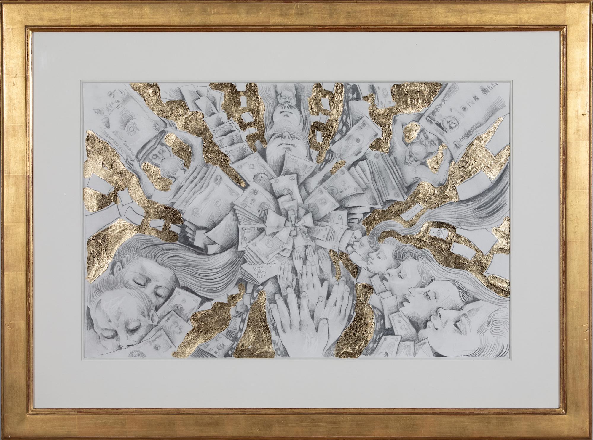 *UK BUYERS WILL PAY AN ADDITIONAL 20% VAT ON TOP OF THE ABOVE PRICE

Inflation by David Breuer-Weil (b. 1965)
Pencil and gold leaf on paper
43 x 66 cm (16 ⁷/₈ x 26 inches)
Signed and dated twice in the centre
Executed in 2022
