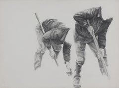 Farmhands par Yvon Pissarro, 1983, dessin au crayon sur papier