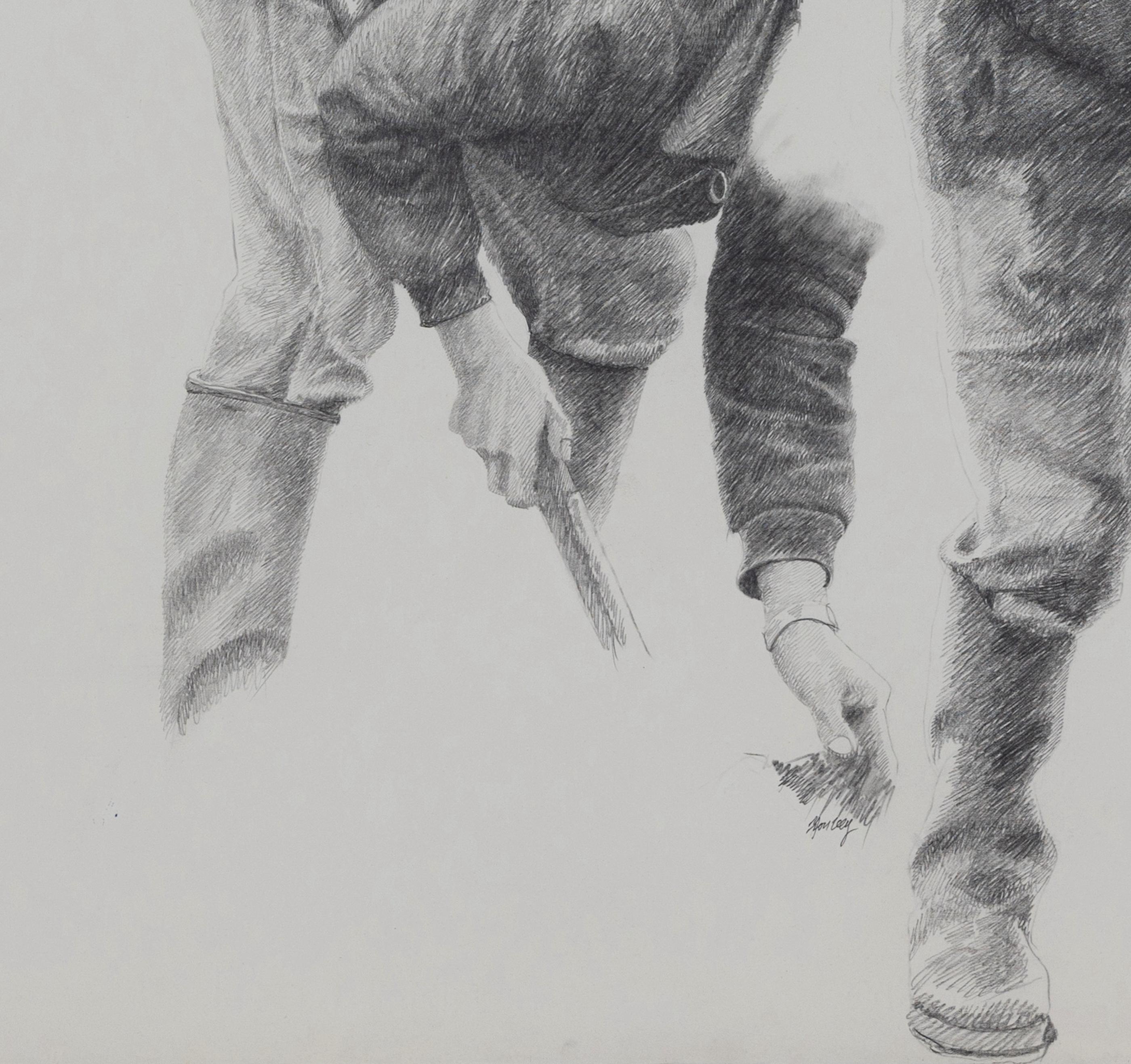 Bauernhands von Yvon Pissarro, 1983 – Bleistift auf Papier-Zeichnung im Angebot 3