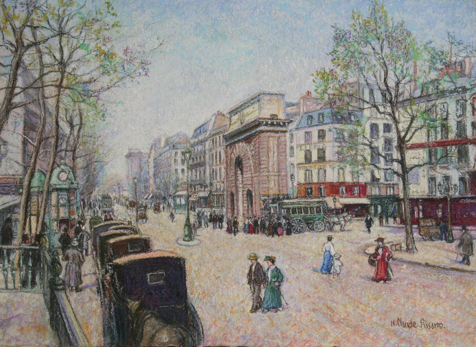 Paris - Porte Saint Martin by H. Claude Pissarro - Pastel, Post-Impressionist