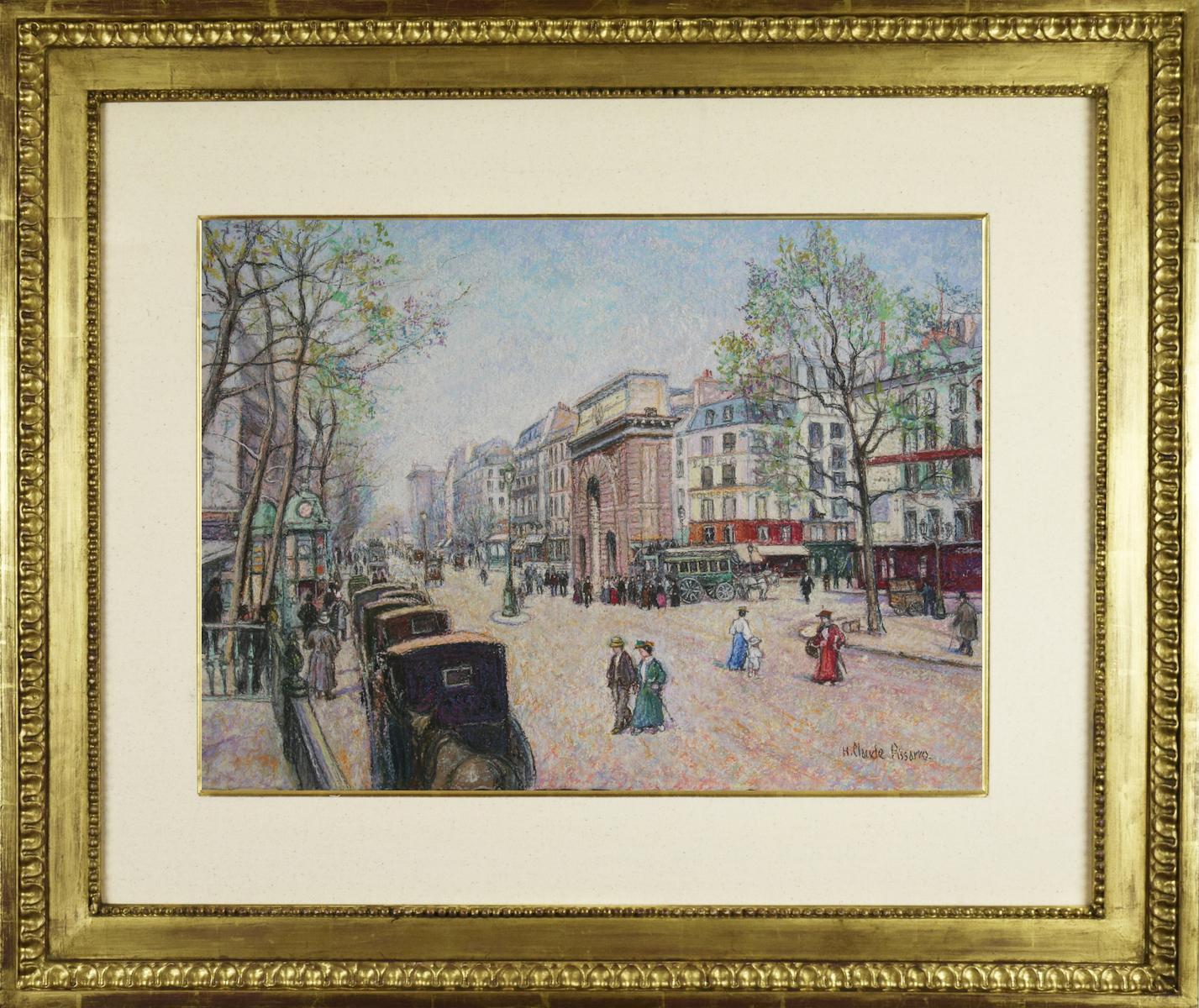 Paris - Porte Saint Martin by H. Claude Pissarro - Pastel, Post-Impressionist For Sale 1