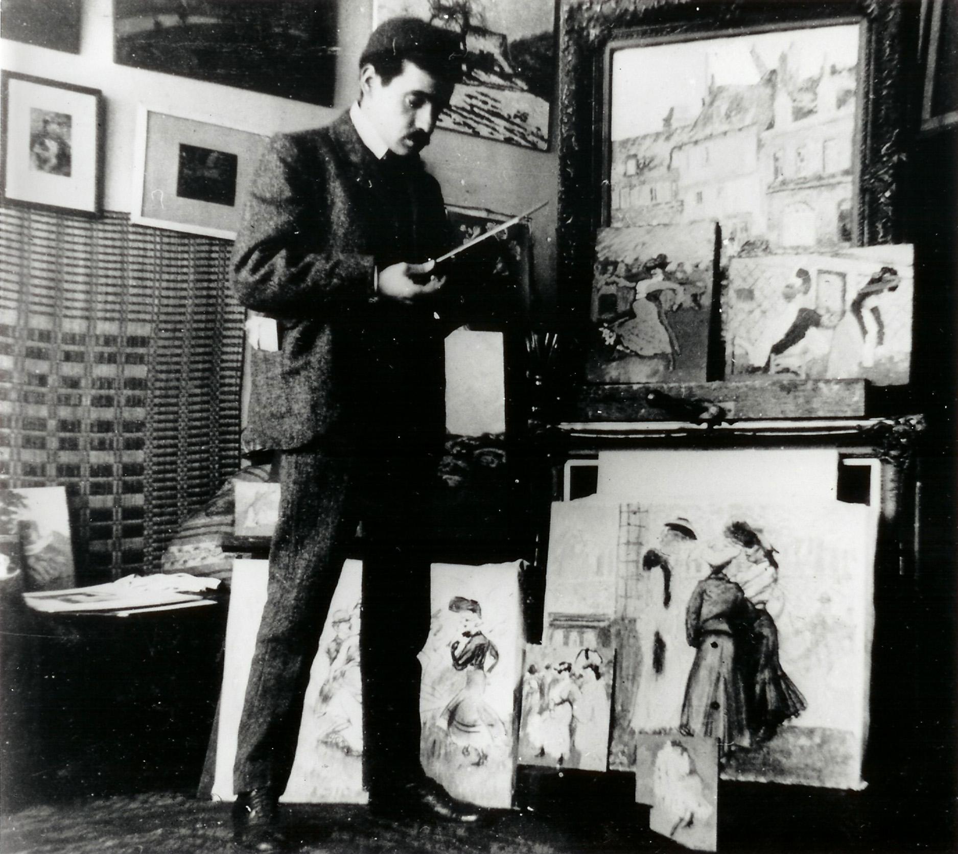 Kniendender Akt von Ludovic-Rodo Pissarro – Holzkohle auf Papier im Angebot 3