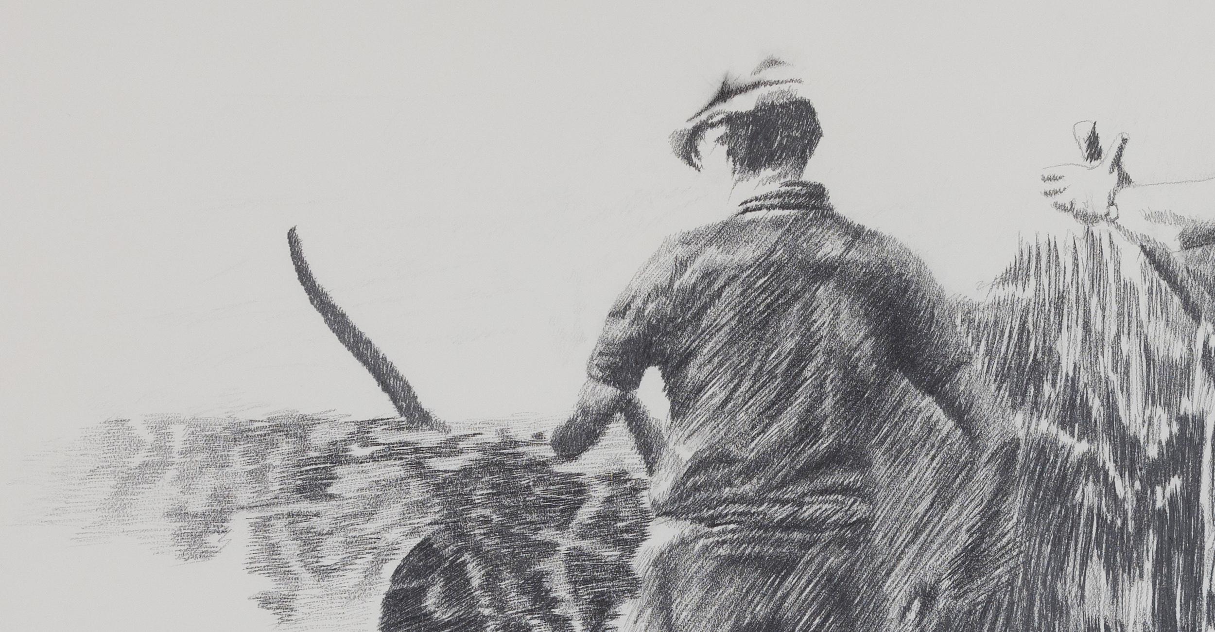 Farmhands by Yvon Pissarro - Figurative drawing For Sale 2