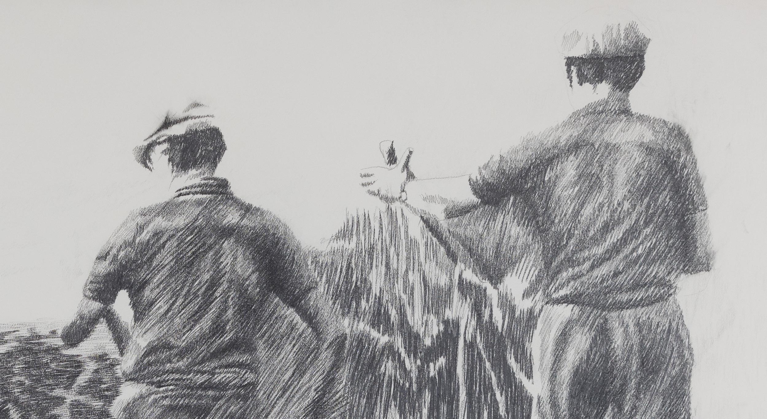 Farmhands by Yvon Pissarro - Figurative drawing For Sale 3