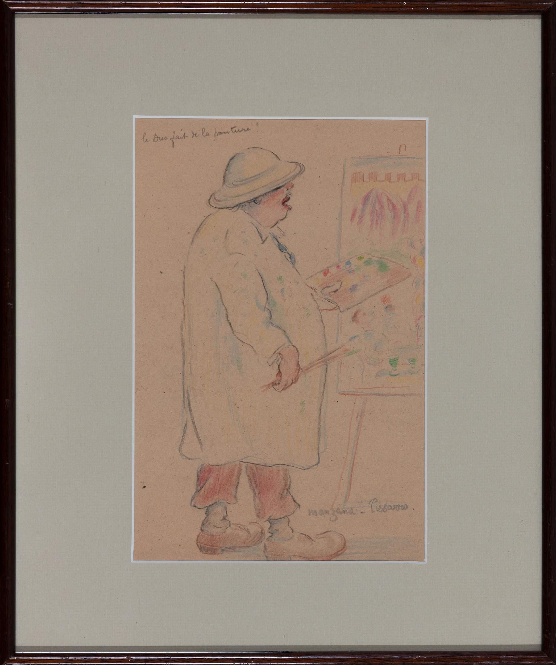 Le Due Fait de la Peinture by Georges Manzana Pissarro - Colourful drawing - Art by Georges Henri Manzana Pissarro