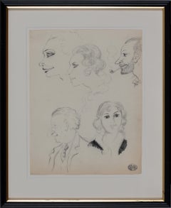 Study of Heads by Georges Manzana Pissarro - Drawing