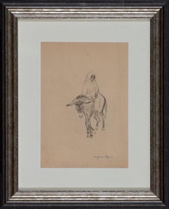 Moroccan Woman on a Donkey by Georges Manzana Pissarro - Drawing