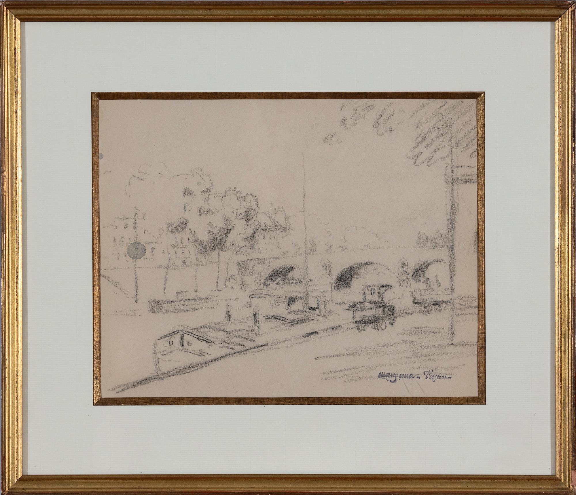 La Seine à Paris by Georges Manzana Pissarro - Work on Paper, Paris scene - Art by Georges Henri Manzana Pissarro