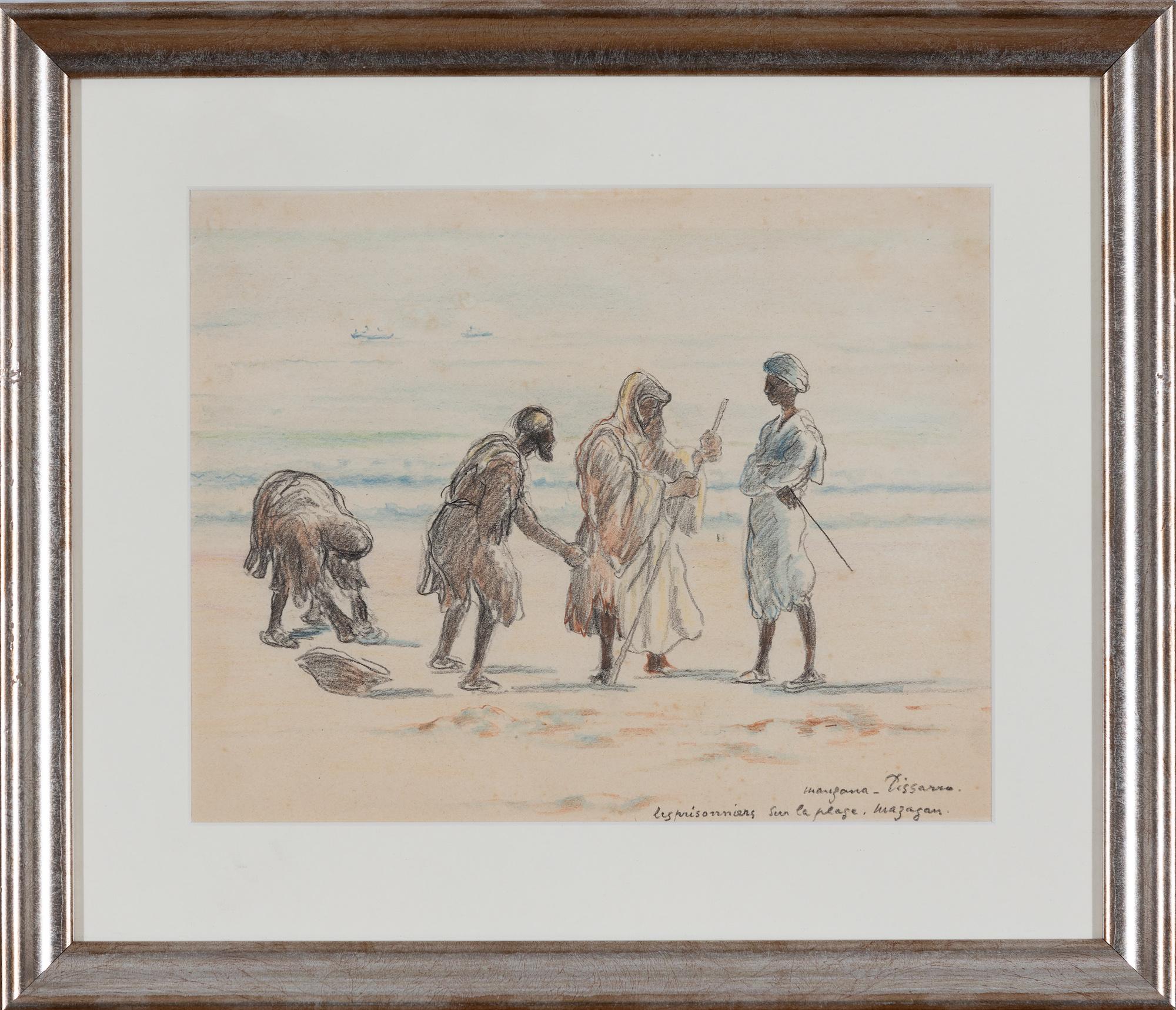 Les prisonniers sur la plage “Mazagan” by Georges Manzana Pissarro - Drawing - Art by Georges Henri Manzana Pissarro