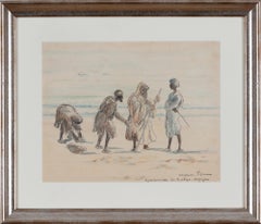 Les prisonniers sur la plage “Mazagan” by Georges Manzana Pissarro - Drawing