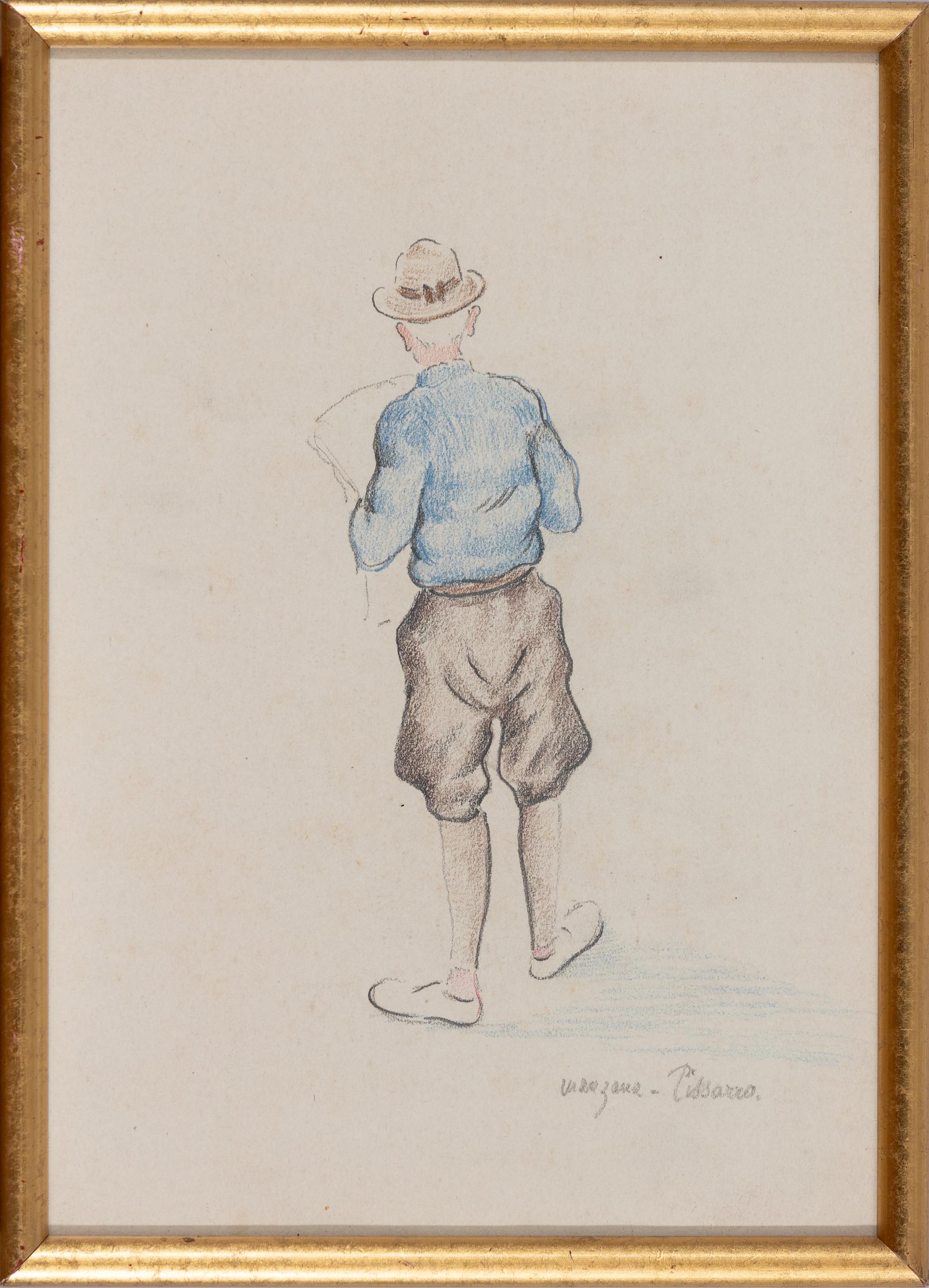 Altes Mann Lesen von Georges Manzana Pissarro – Arbeit auf Papier – Art von Georges Henri Manzana Pissarro