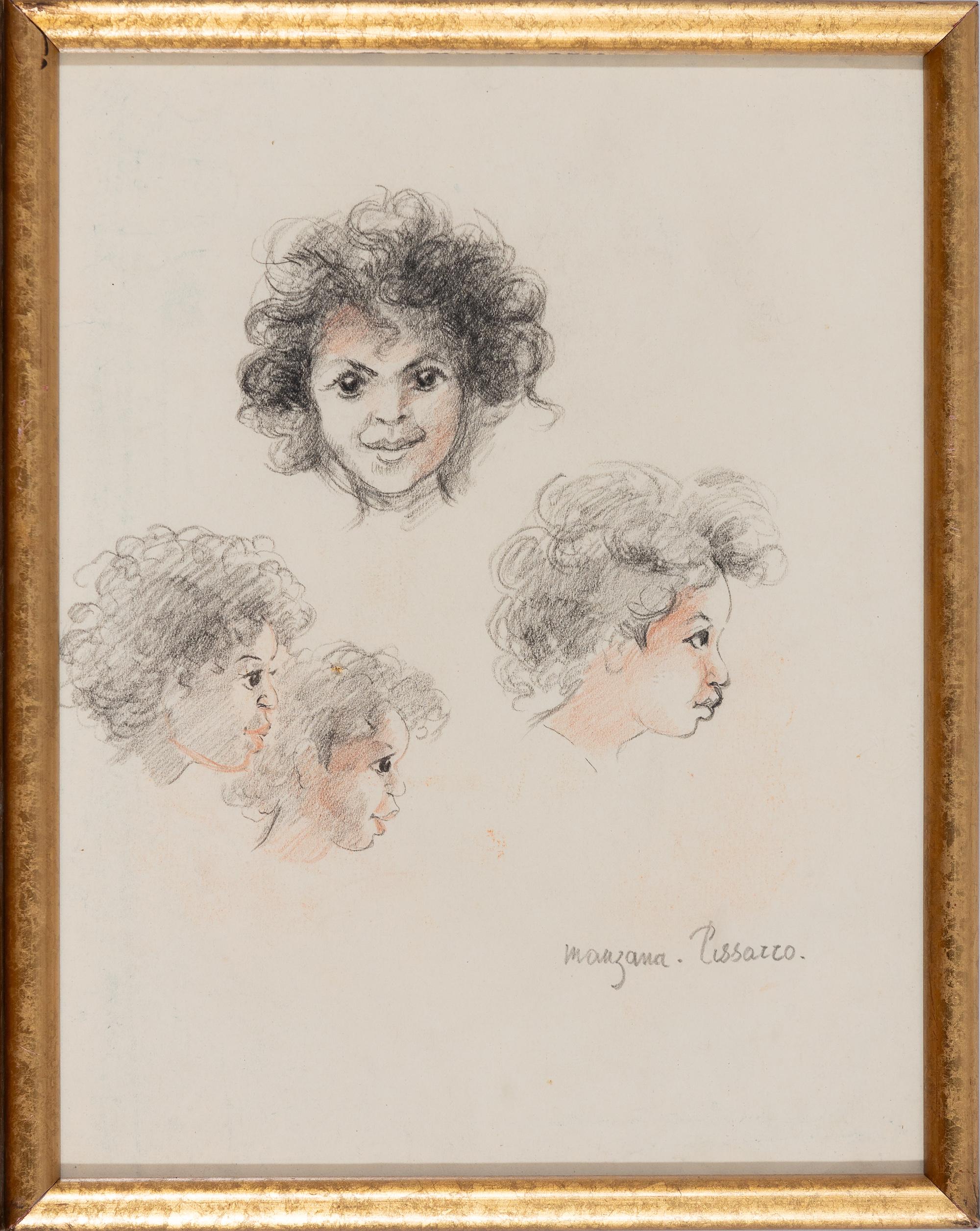 Studies of the Head of a Young Girl by Georges Manzana Pissarro - Drawing - Art by Georges Henri Manzana Pissarro