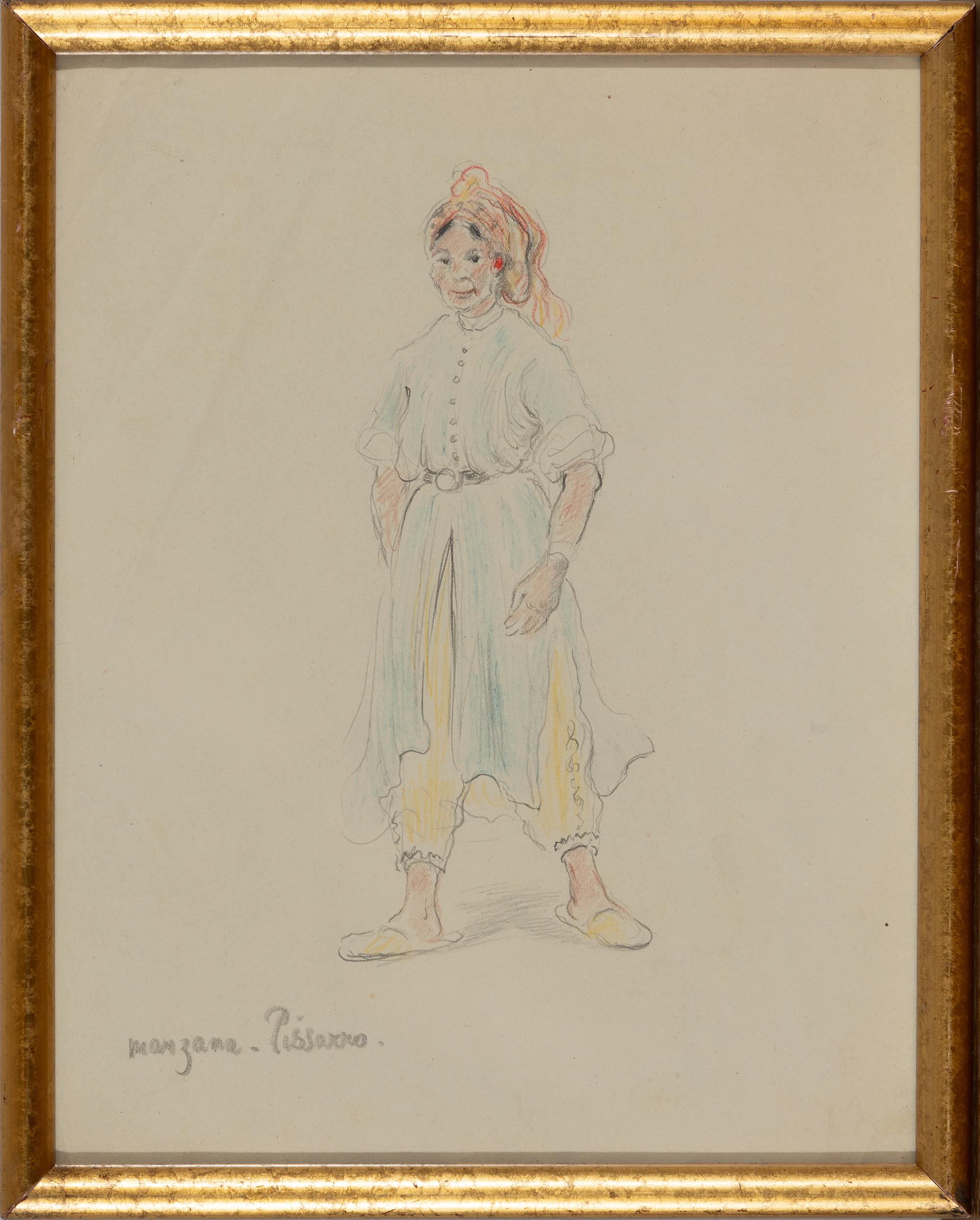 Studie einer marokkanischen Frau von Georges Manzana Pissarro – Zeichnung – Art von Georges Henri Manzana Pissarro