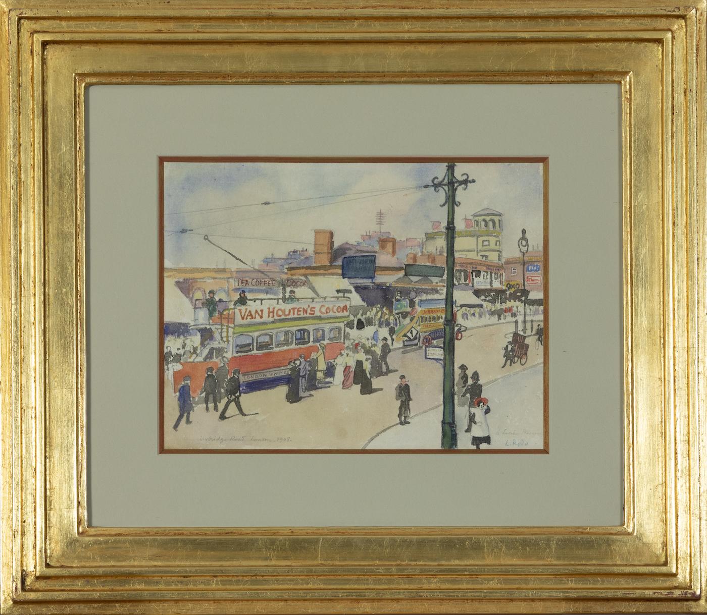Uxbridge Road, London by Ludovic-Rodo Pissarro - City scene watercolour For Sale 1