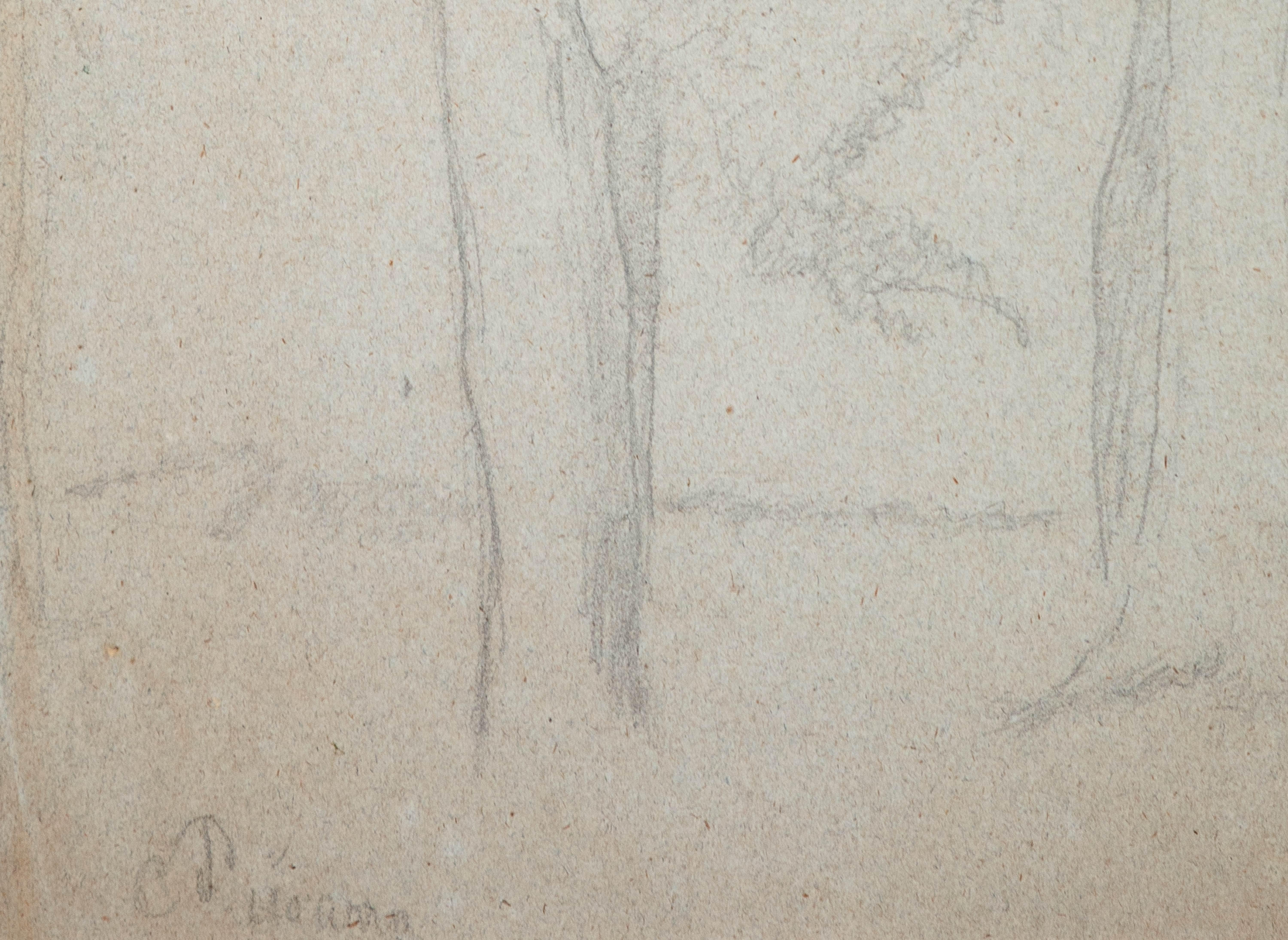 Arbres von Camille Pissarro – Bleistift auf Papier im Angebot 4