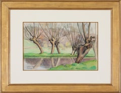 River Eure, Lyons la Forêt by Paulémile Pissarro - Landscape watercolour