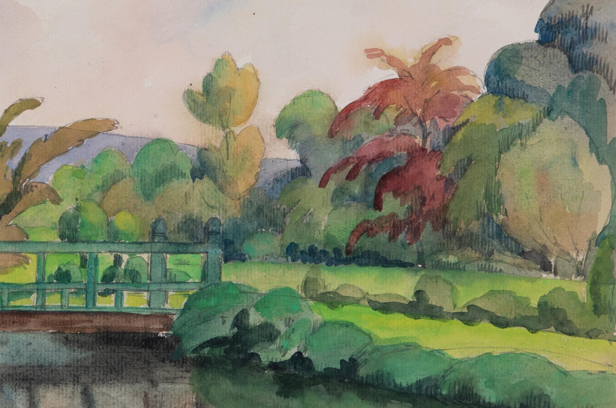 Scène de rivière, près de Lyons-la-Forêt by Paulémile Pissarro - Watercolour - Impressionist Art by Paul Emile Pissarro