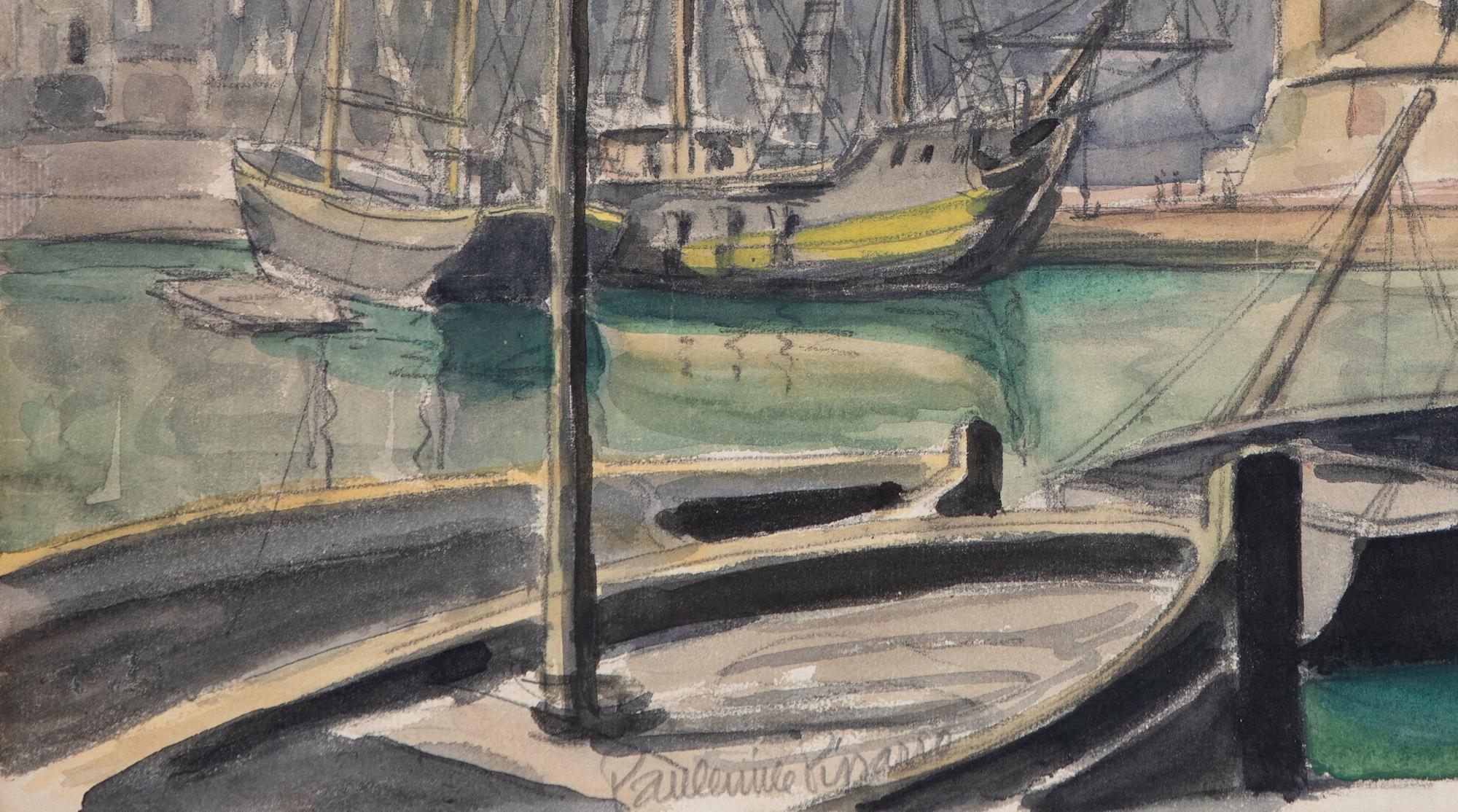 Port de Honfleur by Paulémile Pissarro - Watercolour For Sale 2