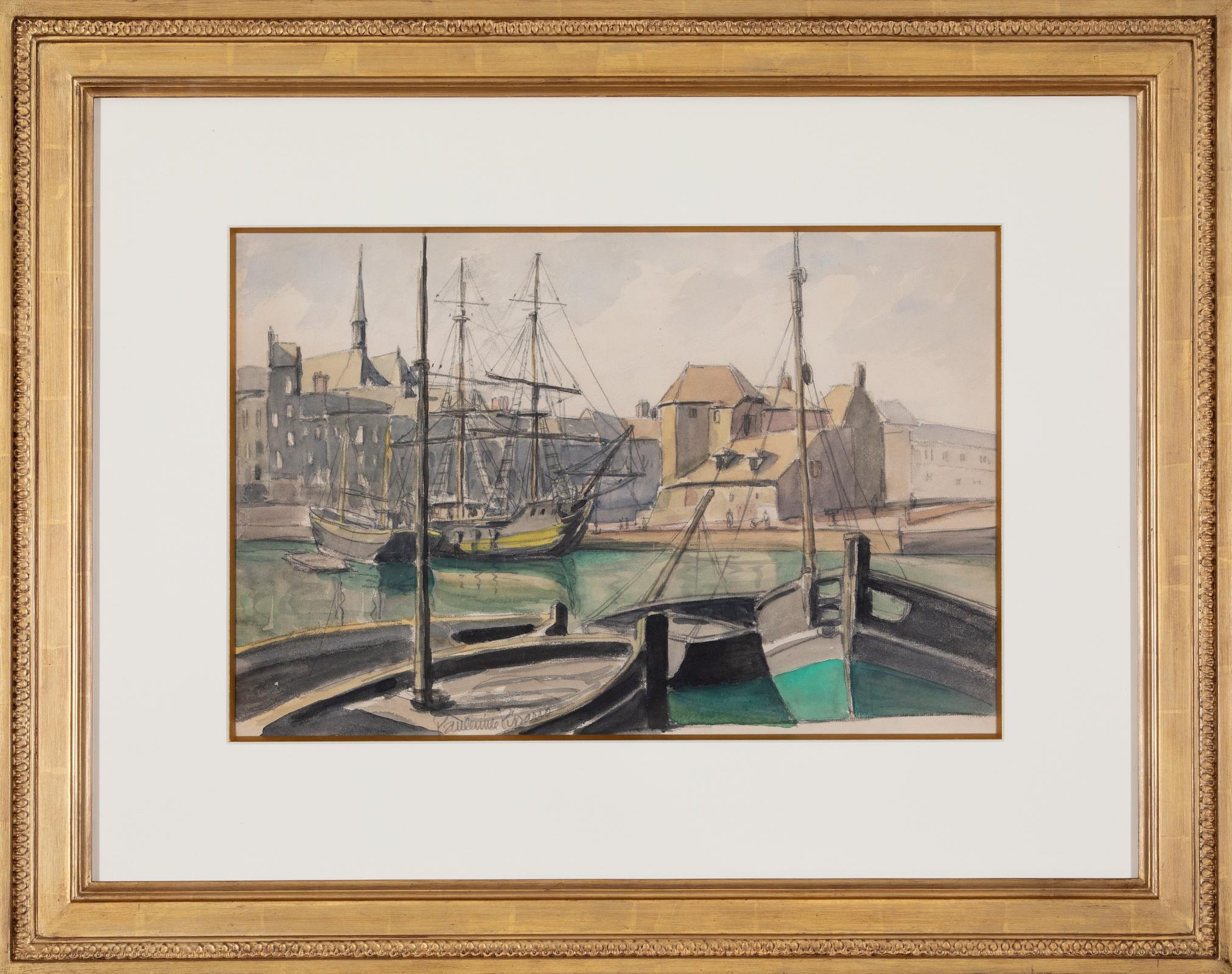 Port de Honfleur by Paulémile Pissarro - Watercolour - Art by Paul Emile Pissarro